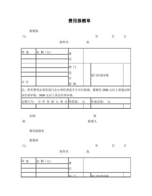 费用报销单表格模板