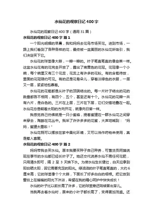 水仙花的观察日记400字（通用31篇）