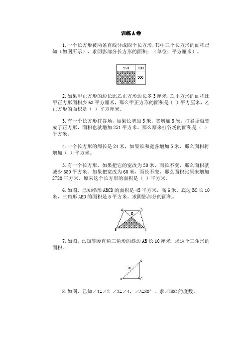 精编小学数学奥林匹克ABC试卷 6图形问题(2)