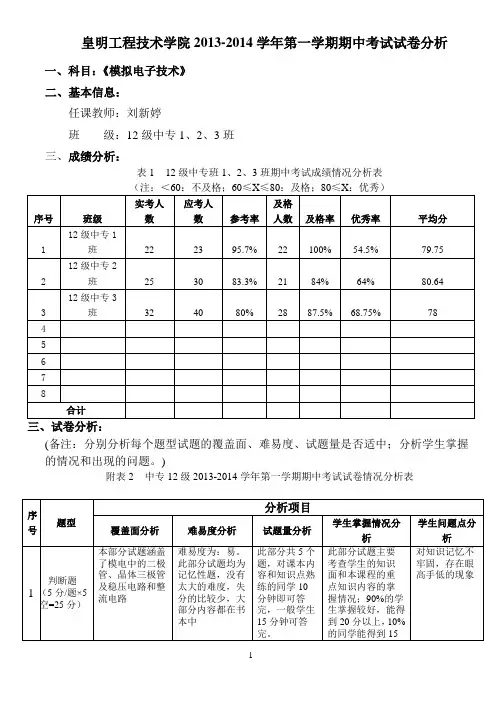 模电试卷分析(刘新婷)