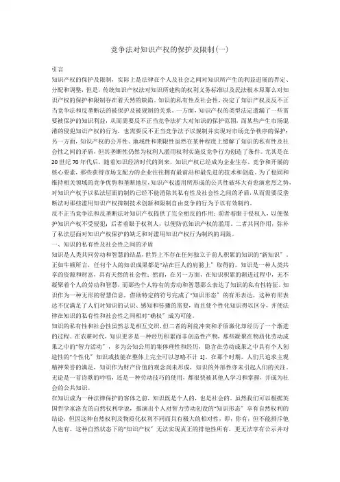 竞争法对知识产权的保护与限制