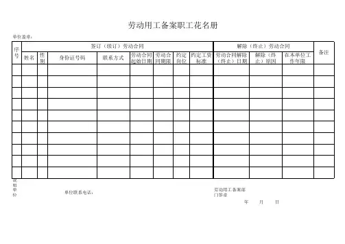 劳动用工备案职工花名册