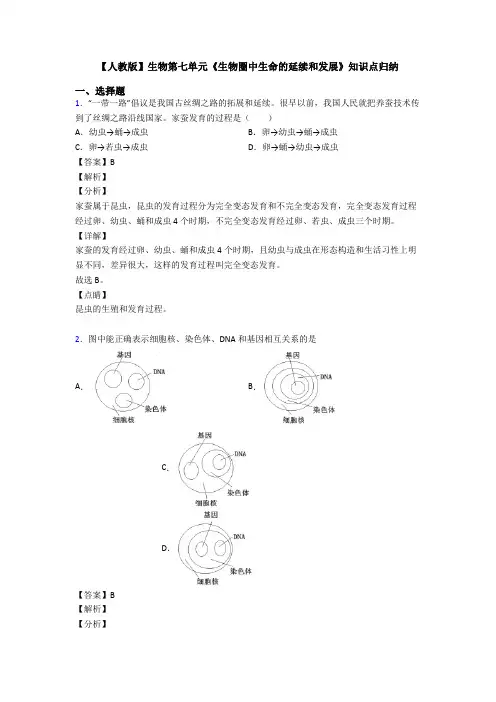 【人教版】生物第七单元《生物圈中生命的延续和发展》知识点归纳