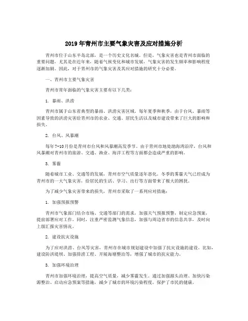2019年青州市主要气象灾害及应对措施分析