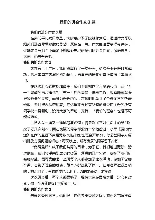 我们的班会作文3篇