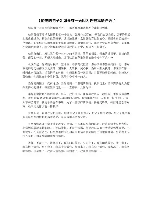 【优美的句子】如果有一天因为你把我给弄丢了