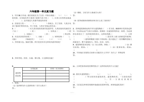 冀教版科学六年级下册全册单元测试