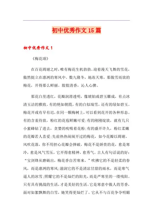 初中优秀作文15篇