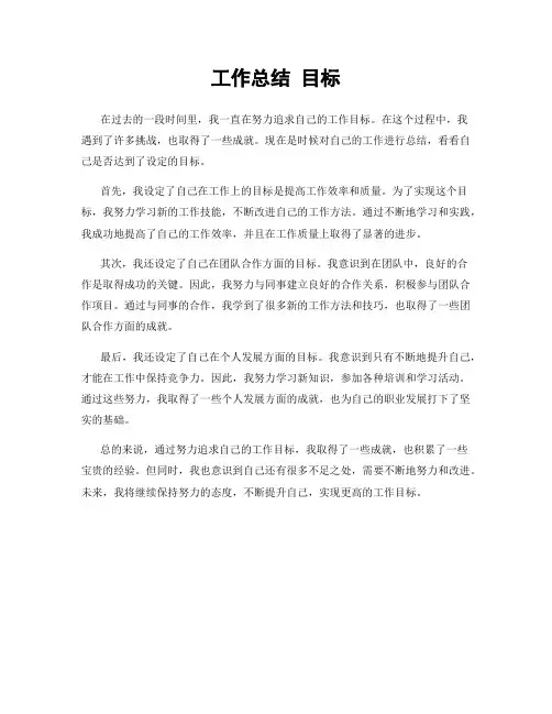 工作总结 目标