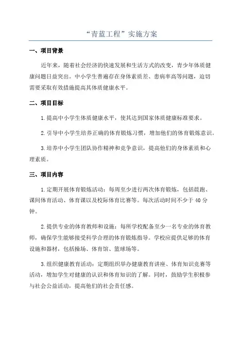 “青蓝工程”实施方案