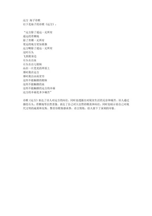 远方 海子诗歌