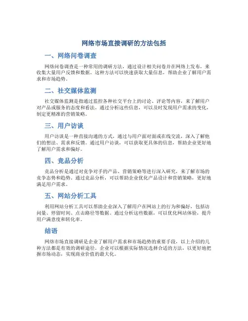 网络市场直接调研的方法包括