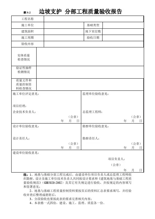 边坡质量验收报告