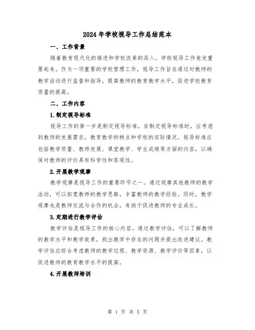 2024年学校视导工作总结范本（二篇）