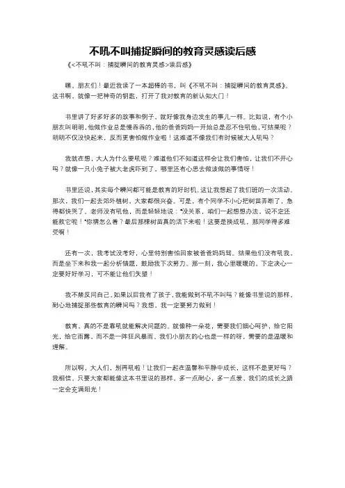 不吼不叫捕捉瞬间的教育灵感读后感
