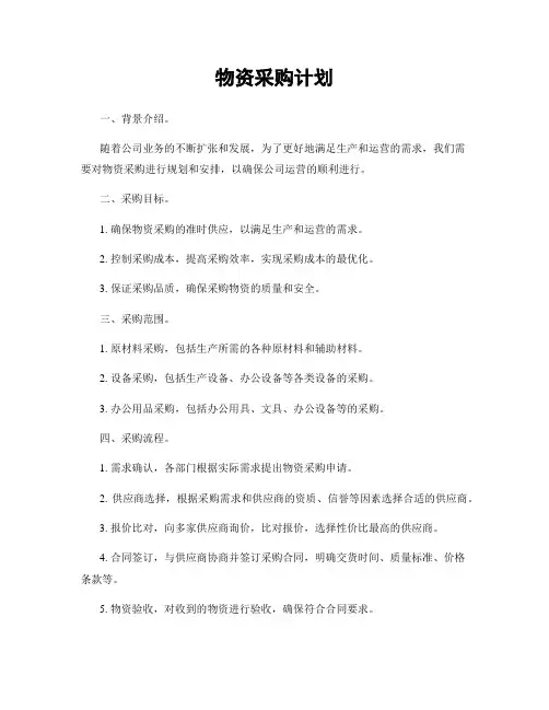 物资采购计划