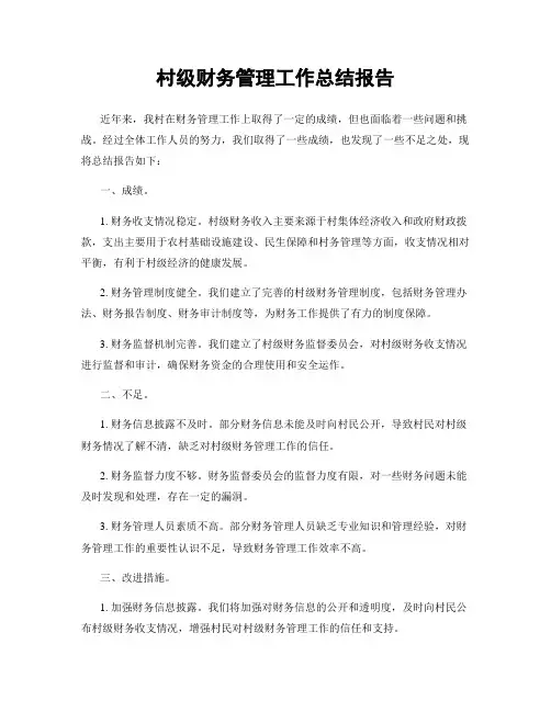 村级财务管理工作总结报告