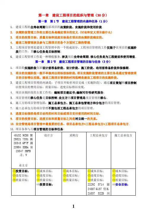 2018一级建造师《管理》必背考点
