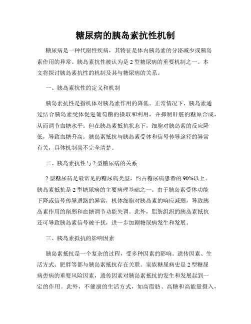 糖尿病的胰岛素抗性机制