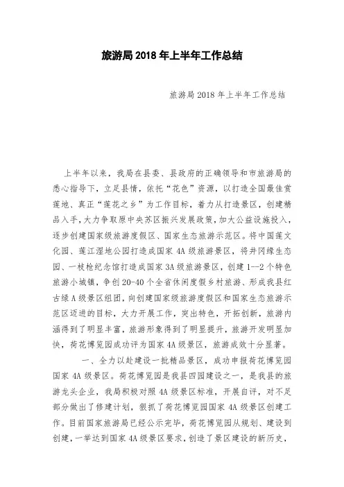 旅游局2018年上半年工作总结