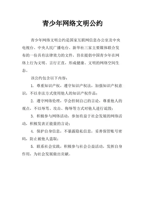 青少年网络文明公约