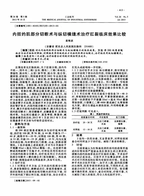 内括约肌部分切断术与纵切横缝术治疗肛裂临床效果比较