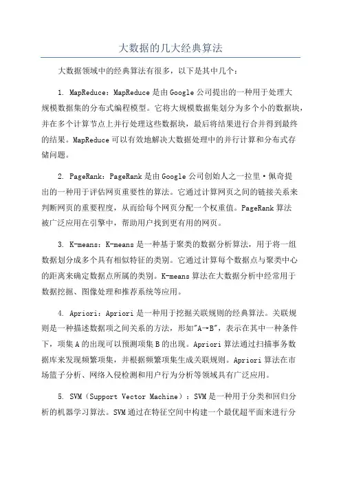 大数据的几大经典算法