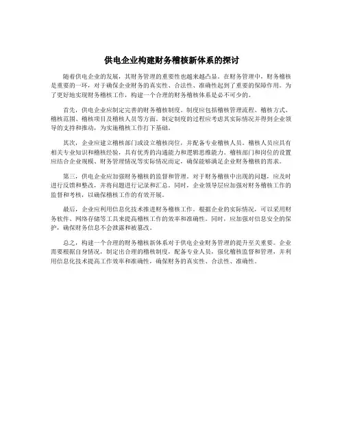 供电企业构建财务稽核新体系的探讨