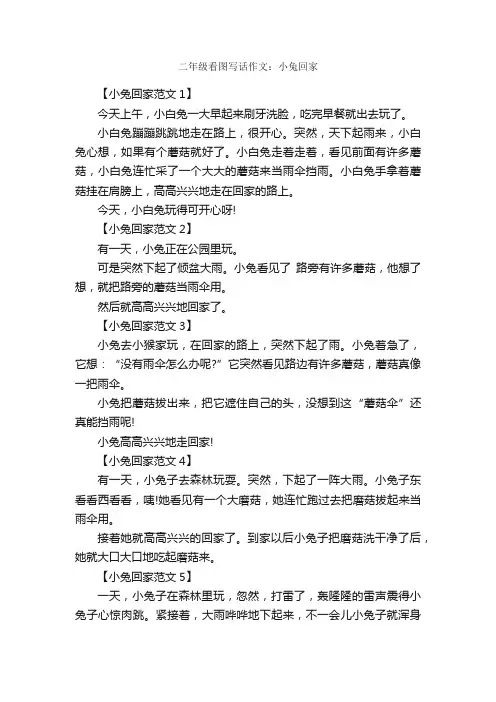 二年级看图写话作文：小兔回家_作文600字_小学生看图作文_