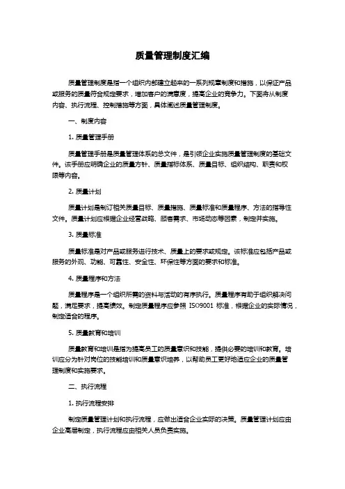 质量管理制度汇编