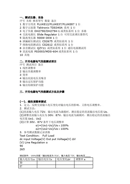 DCDC开关电源测试