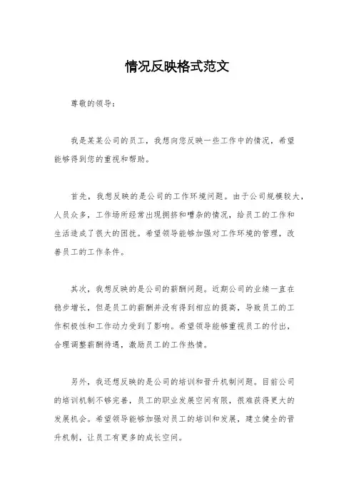 情况反映格式范文
