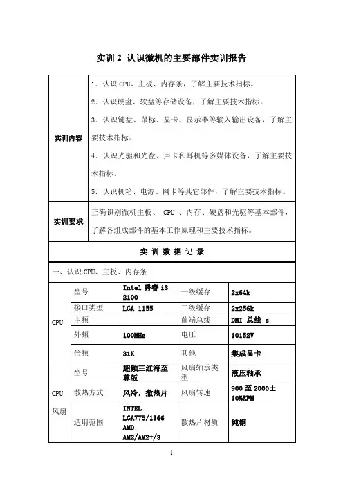 国开作业《微机系统与维护》实训：认识微机的主要部件参考01