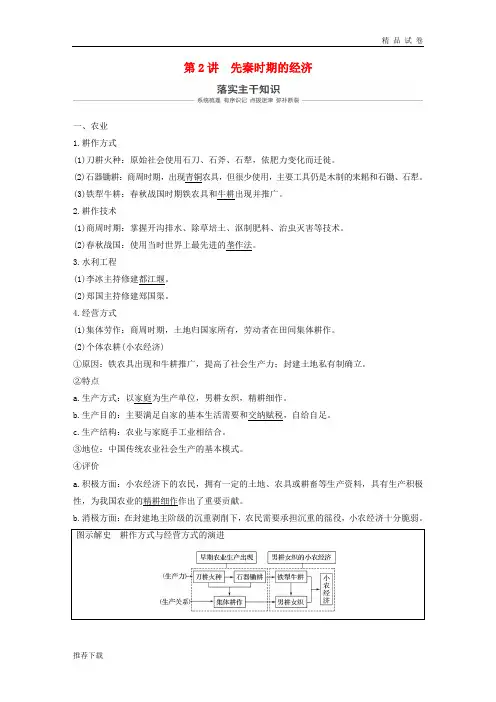 2019届高考历史一轮复习 第一单元 中华文明的起源与奠基—先秦 第2讲 先秦时期的经济学案