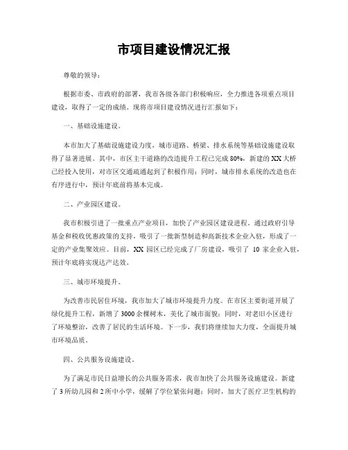 市项目建设情况汇报
