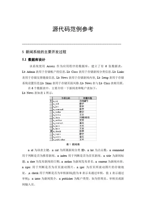 新闻系统源代码范例参考