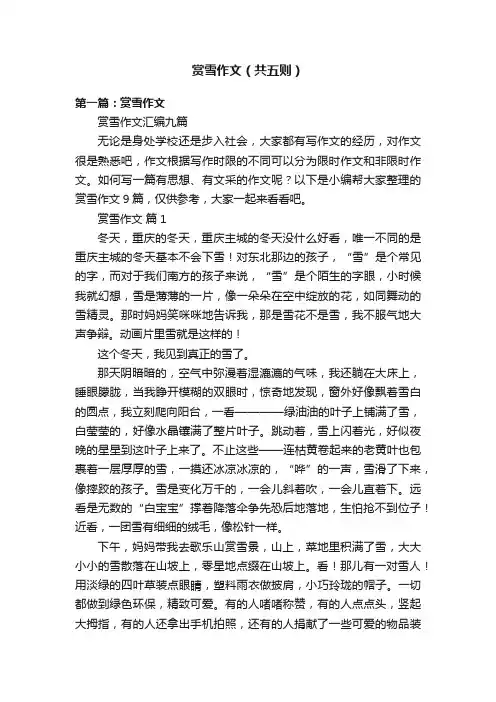 赏雪作文（共五则）