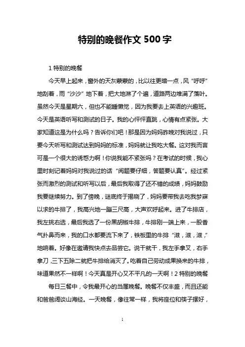 特别的晚餐作文500字