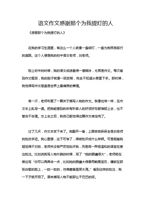 语文作文感谢那个为我提灯的人