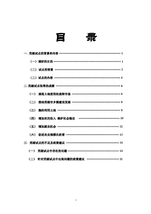 安徽省芜湖市农民集体所有建设用地使用权流转试点调查