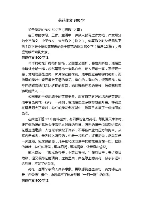 关于荷花的作文500字（精选12篇）
