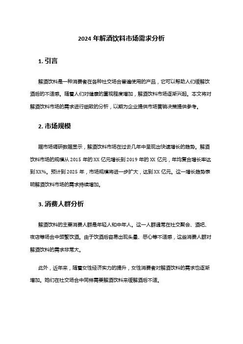 2024年解酒饮料市场需求分析