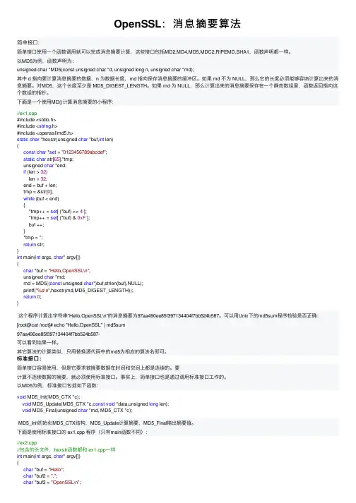 OpenSSL：消息摘要算法