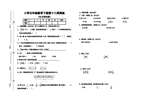 人教版小学五年级数学第13周周练试题