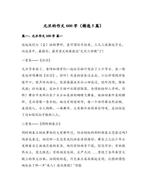 元旦的作文600字(精选5篇)