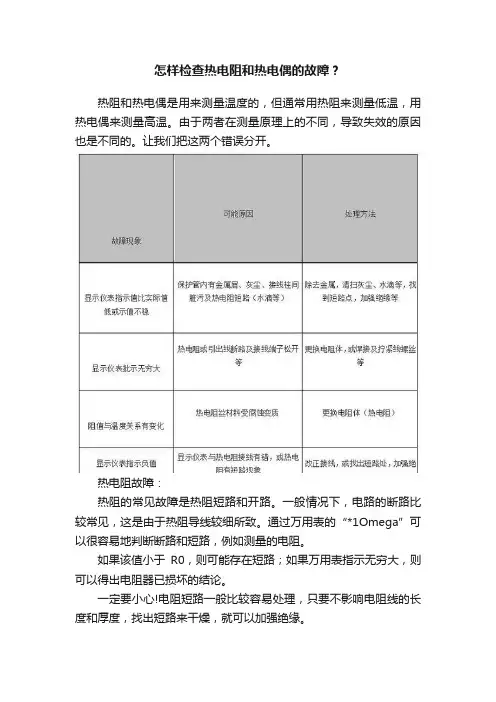 怎样检查热电阻和热电偶的故障？