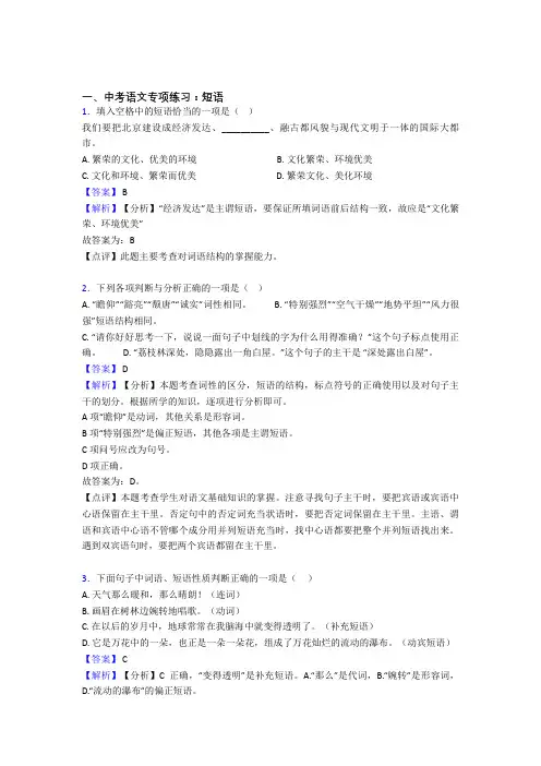 部编中考 语文  短语专项训练及答案