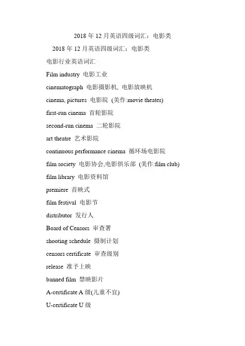 英语四级词汇：电影类.doc
