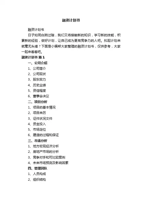 融资计划书