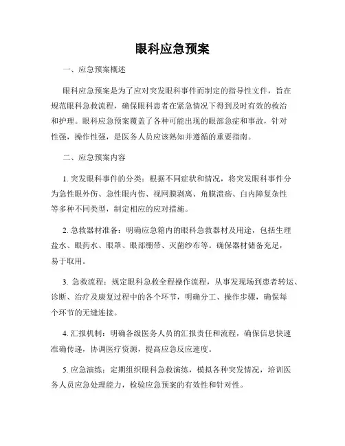 眼科应急预案